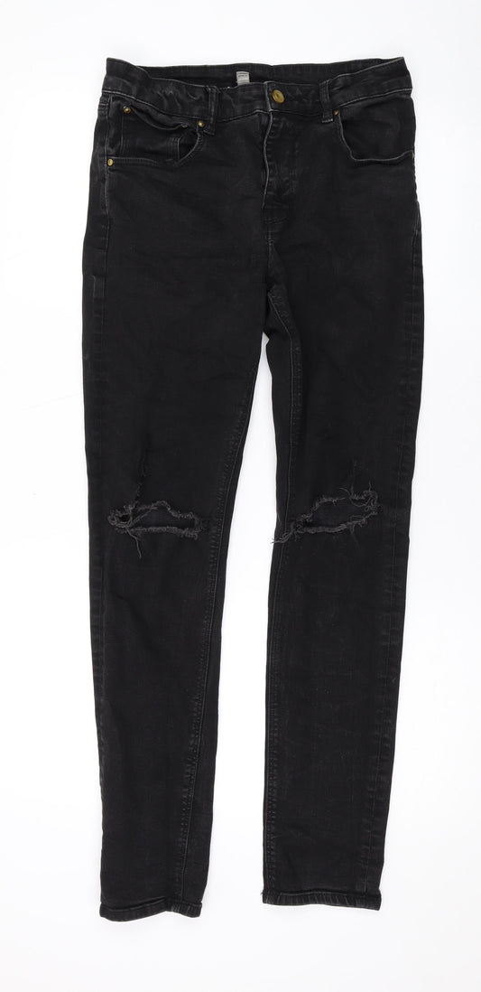 Mens UK Size 31 in ASOS Regular Fit Skinny Black Jeans