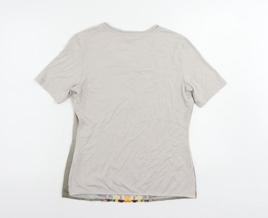 Gerry Weber Womens Grey Floral Polyester Basic T-Shirt Size 10 Round Neck