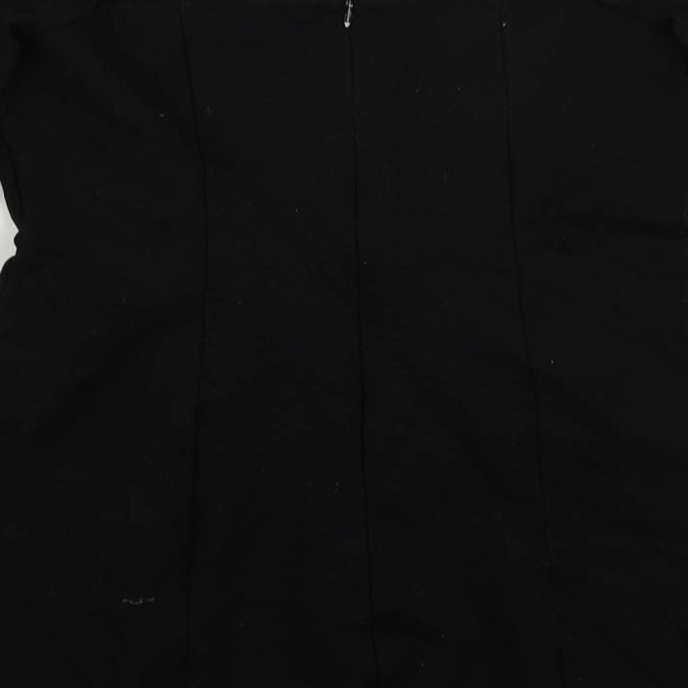 FOREVER 21 Womens Black Polyester Mini Size M Square Neck Zip