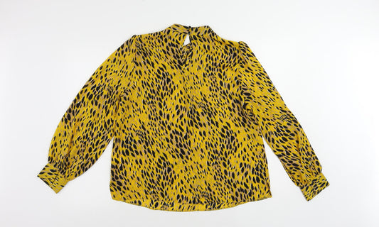 Womens UK Size 14 Blue chameleon Yellow Basic Blouse