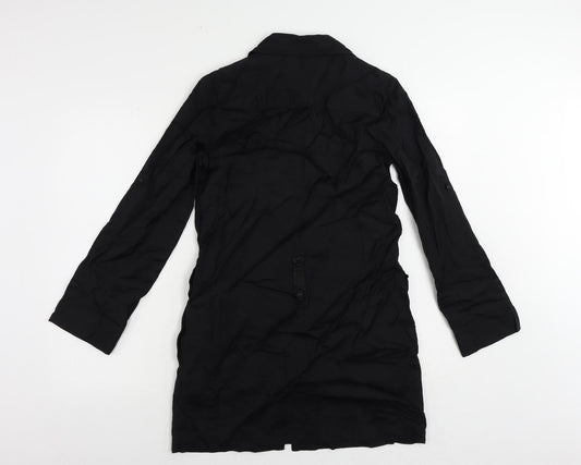 NEXT Womens Black Cotton Shirt Dress Size 8 Collared Button