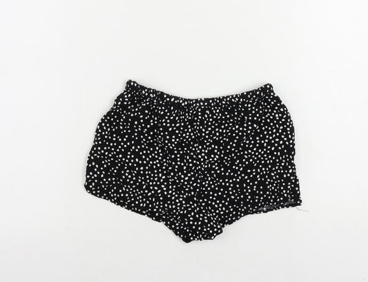 H&M Womens Black Polka Dot Viscose Basic Shorts Size 6 L3 in Regular Drawstring - Elastic Waist