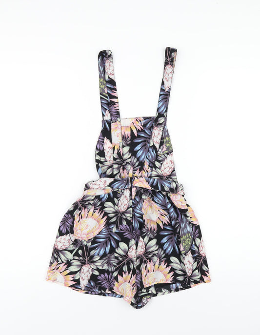 H&M Womens Multicoloured Floral Polyester Playsuit One-Piece Size 4 Zip