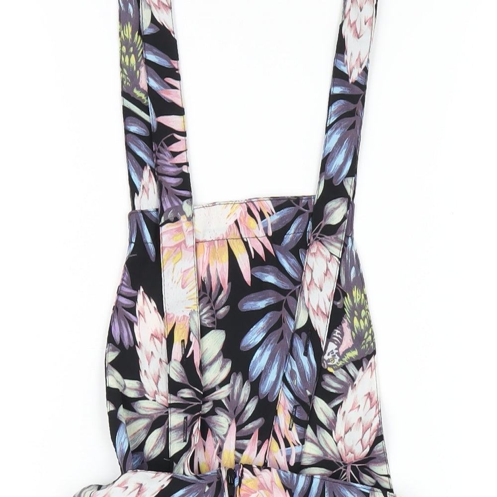 H&M Womens Multicoloured Floral Polyester Playsuit One-Piece Size 4 Zip