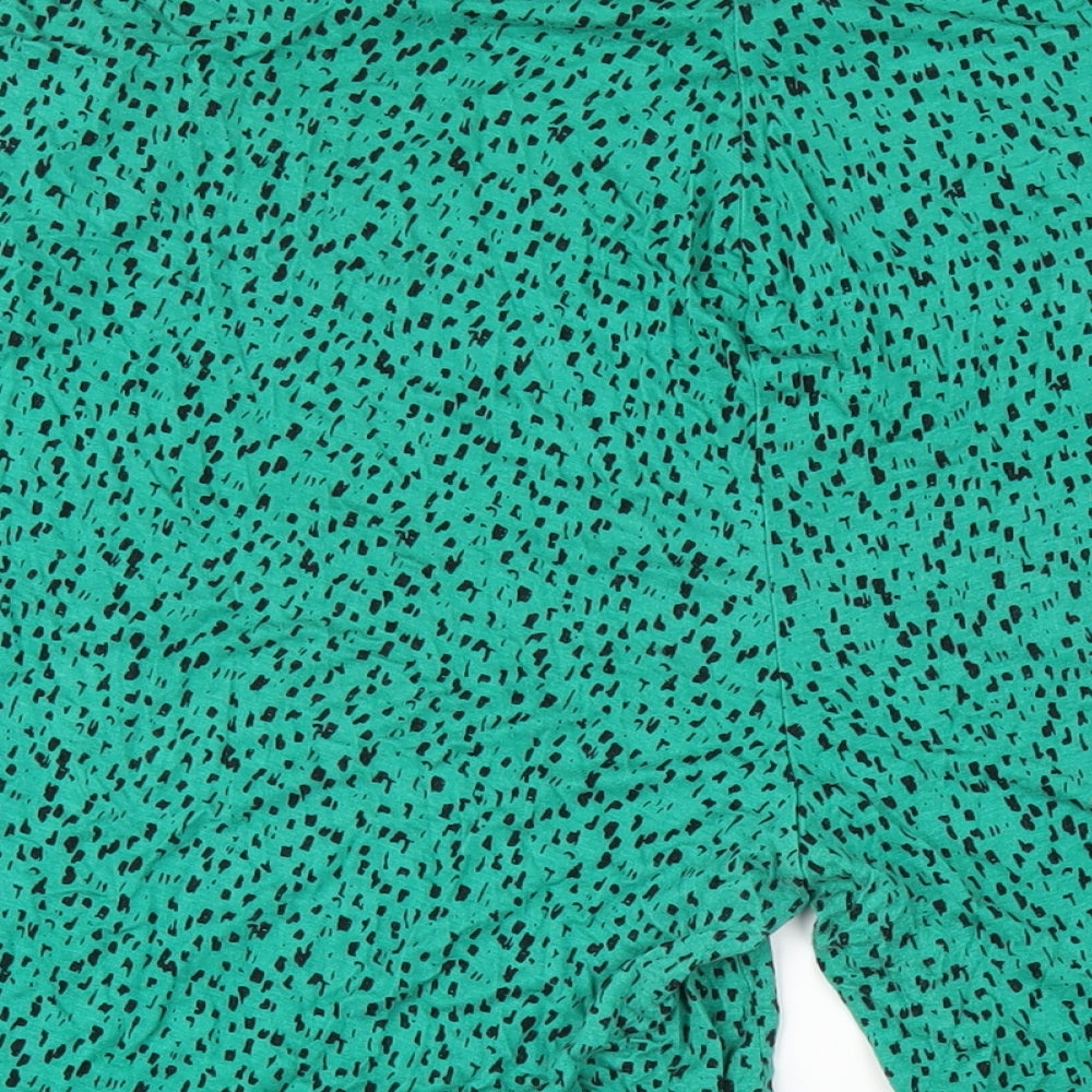 Capsule Womens Green Geometric Viscose Capri Trousers Size 16 Regular