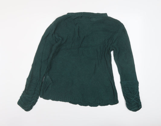 Womens UK Size M Cream Green Pullover Jumper