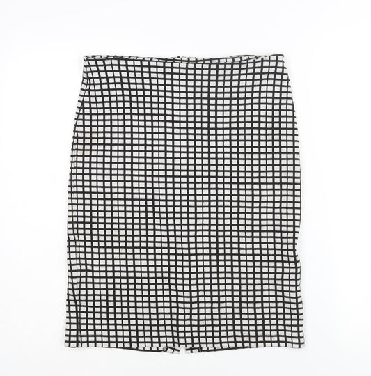 Soaked Womens Black Check Cotton Straight & Pencil Skirt Size S Zip