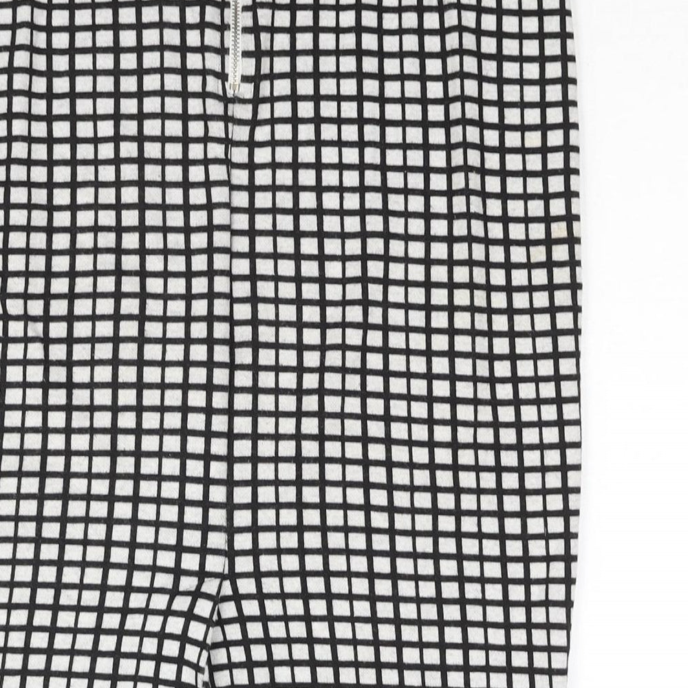 Soaked Womens Black Check Cotton Straight & Pencil Skirt Size S Zip