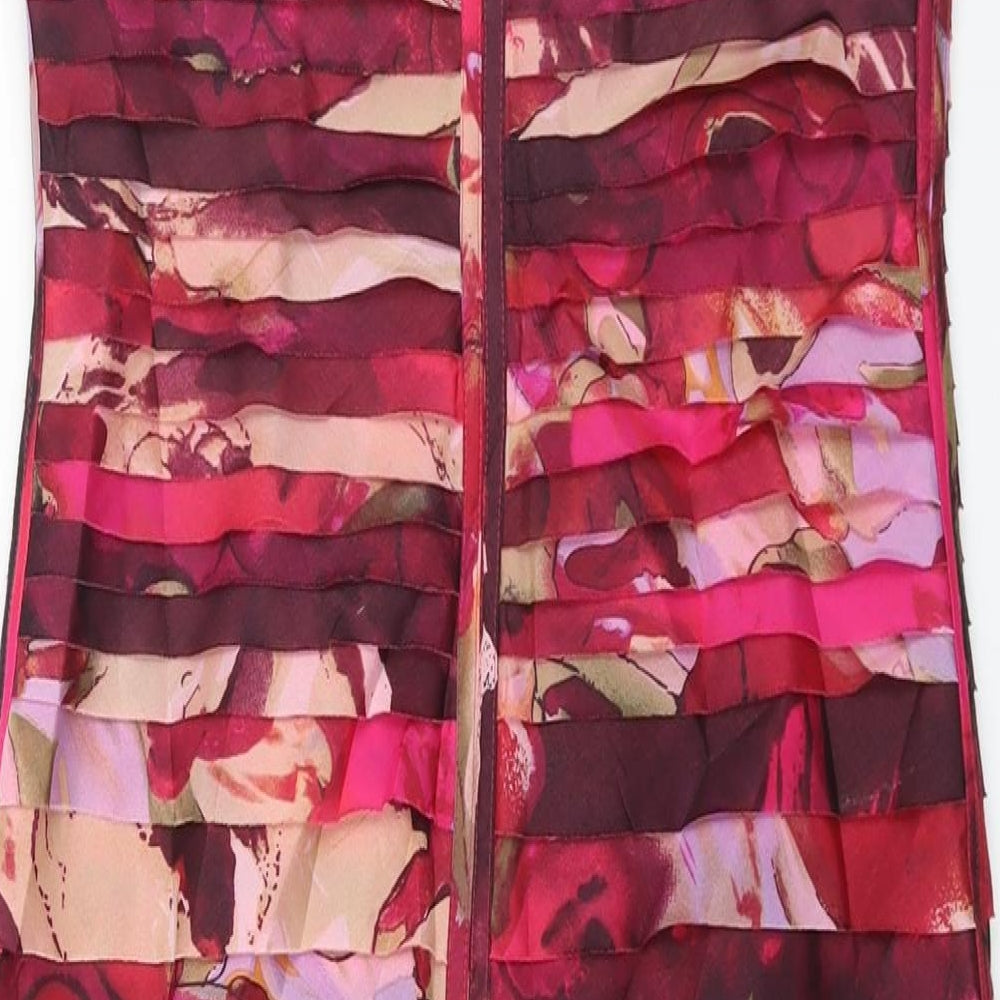 Condici Womens Pink Geometric Polyester Shift Size 8 Square Neck Zip - Layered Frill