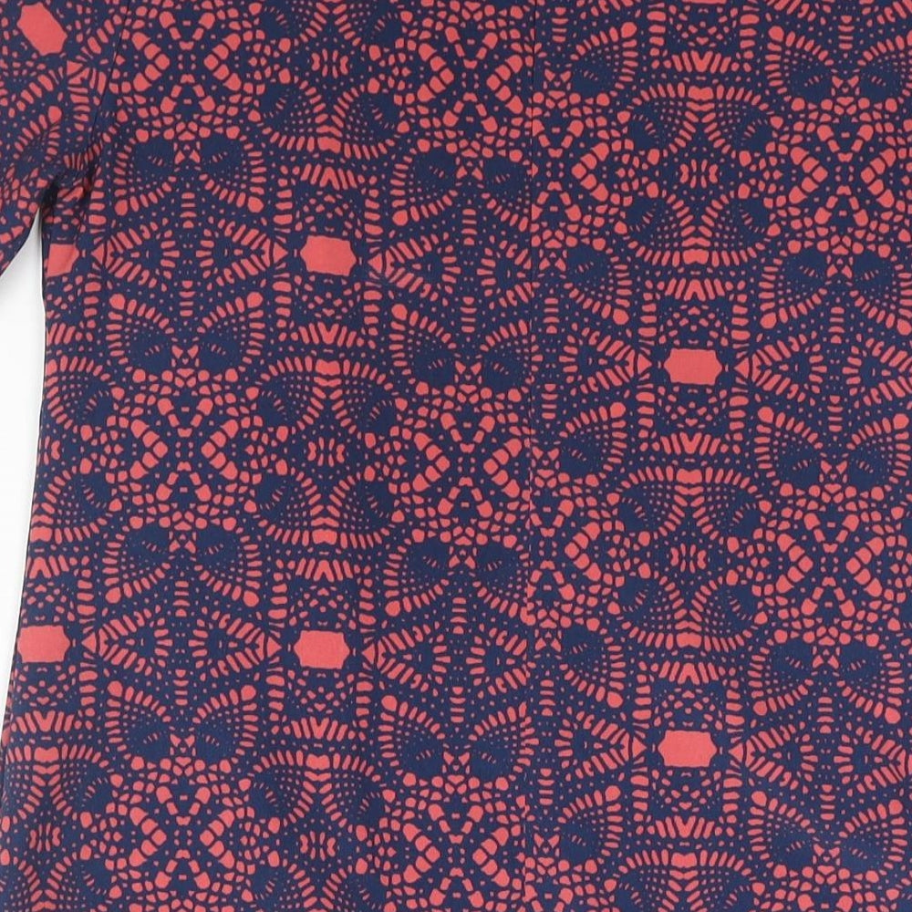 Monsoon Womens Multicoloured Geometric Polyester Shift Size 10 Round Neck Zip