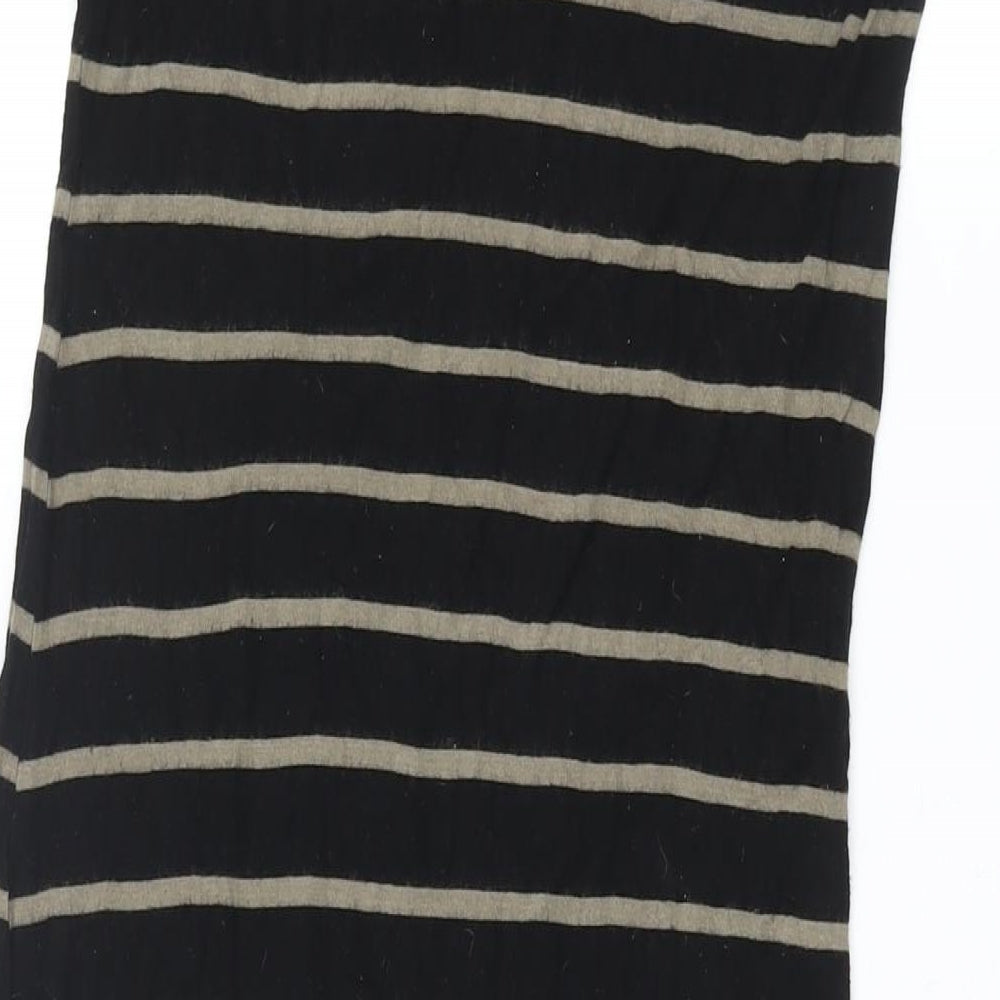Monsoon Womens Black Striped Viscose Shift Size 10 Round Neck Pullover
