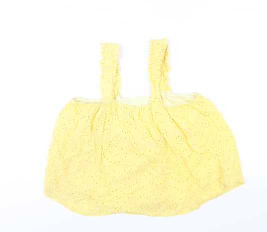 New Look Womens Yellow Cotton Camisole Blouse Size 12 Square Neck