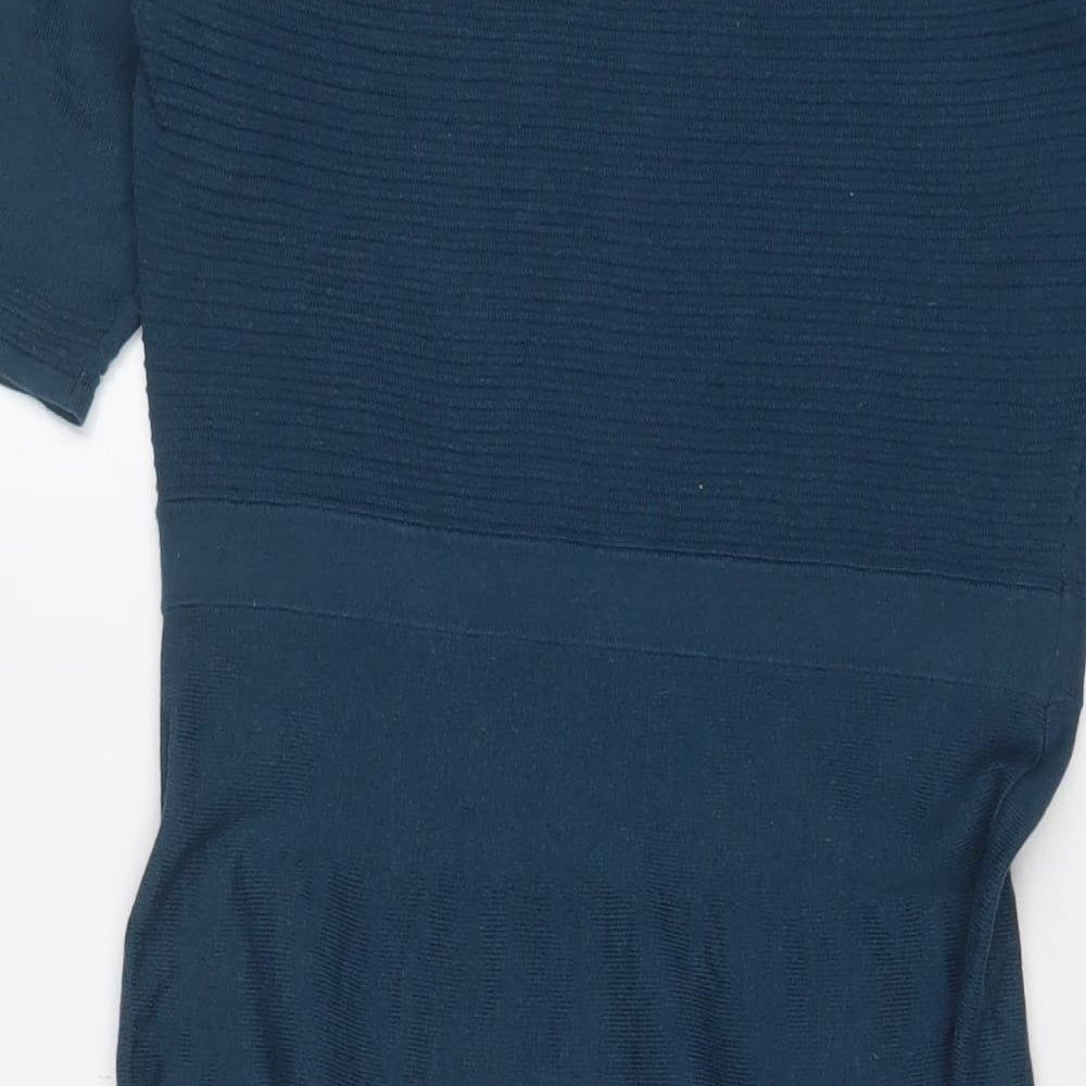 Oasis Womens Blue Cotton A-Line Size M Crew Neck Pullover