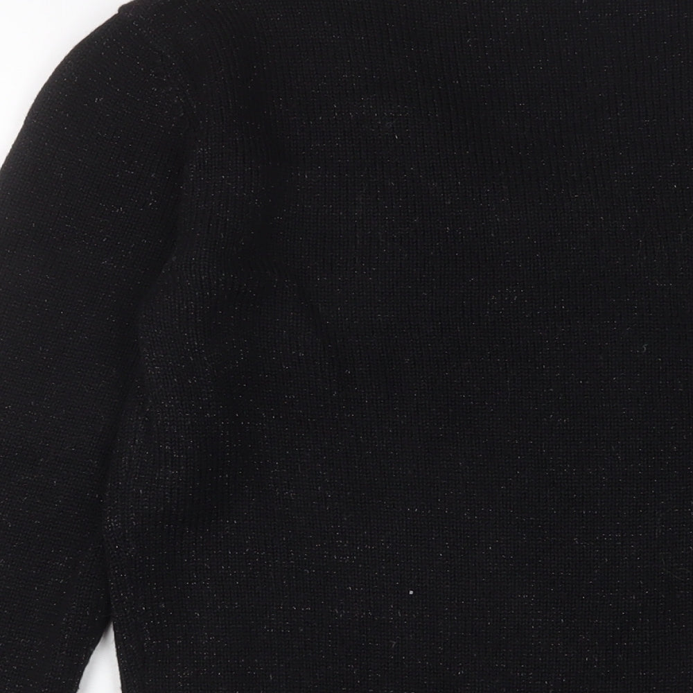 Blues Club Womens Black V-Neck Acrylic Pullover Jumper Size L