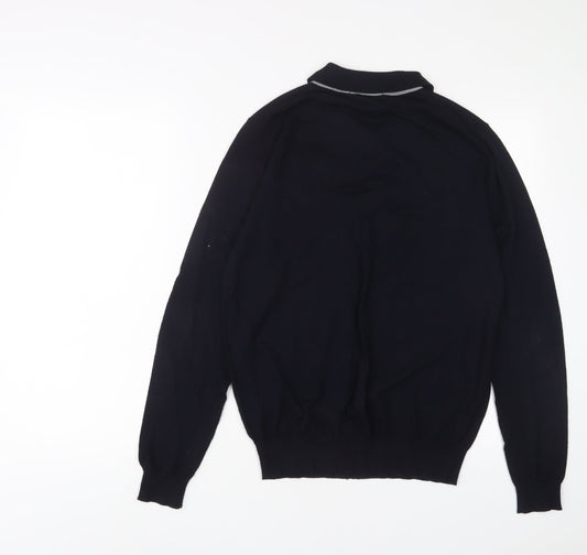 Nigel Hall Mens Blue Wool Polo Size M Collared Button