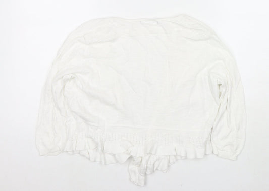 Bonmarché Womens White V-Neck Viscose Cape Jumper Size S