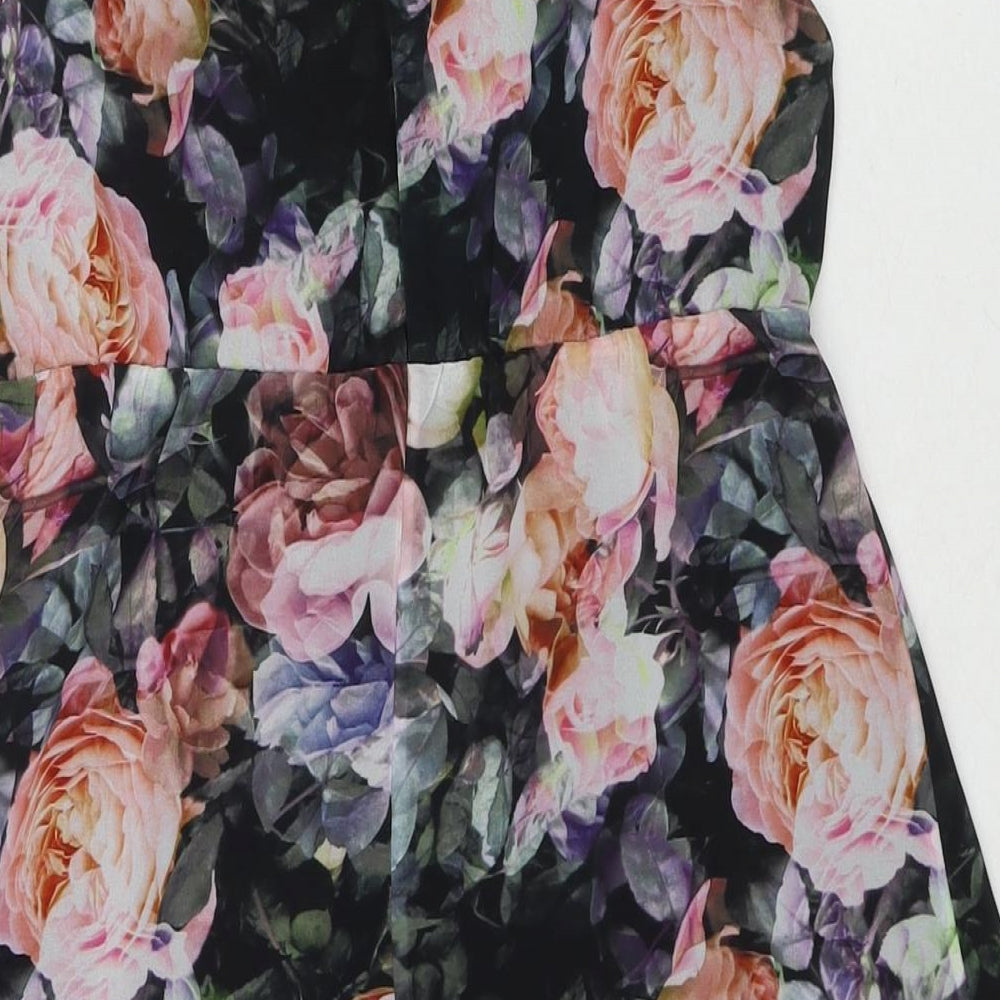 H&M Womens Multicoloured Floral Polyester Tank Dress Size S Round Neck Buckle