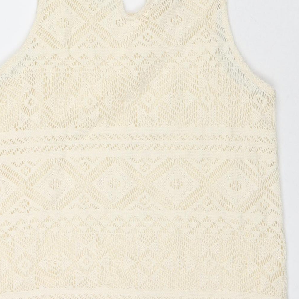 Womens UK Size S Stradivarius Ivory Basic Tank