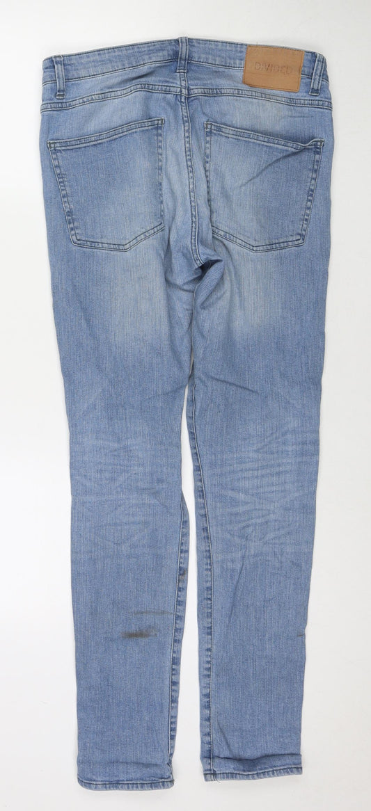 Mens UK Size 31 in Divided by H&M Regular Fit Skinny Blue Jeans