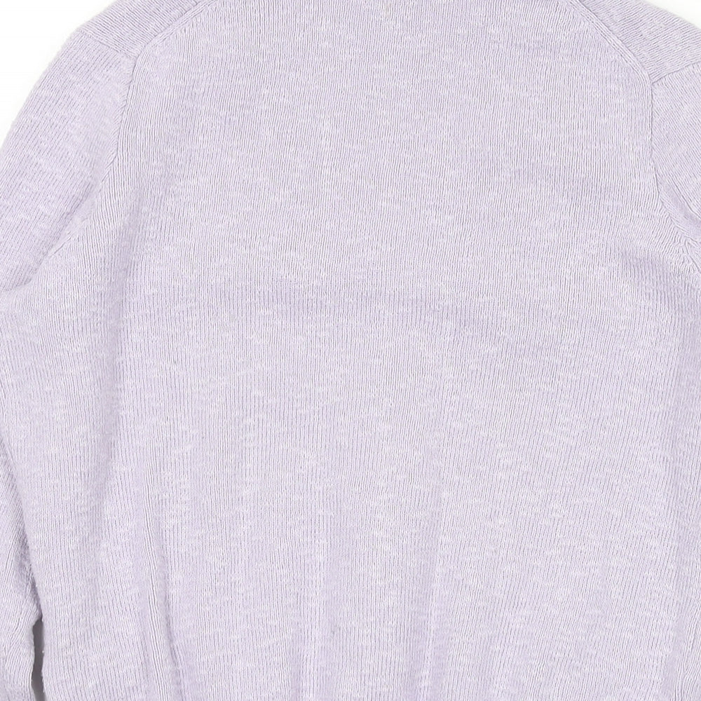 Madewell Womens Purple V-Neck Cotton Pullover Jumper Size XS