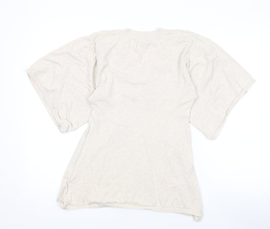 Love Knitwear Womens Beige V-Neck Acrylic Pullover Jumper Size 12