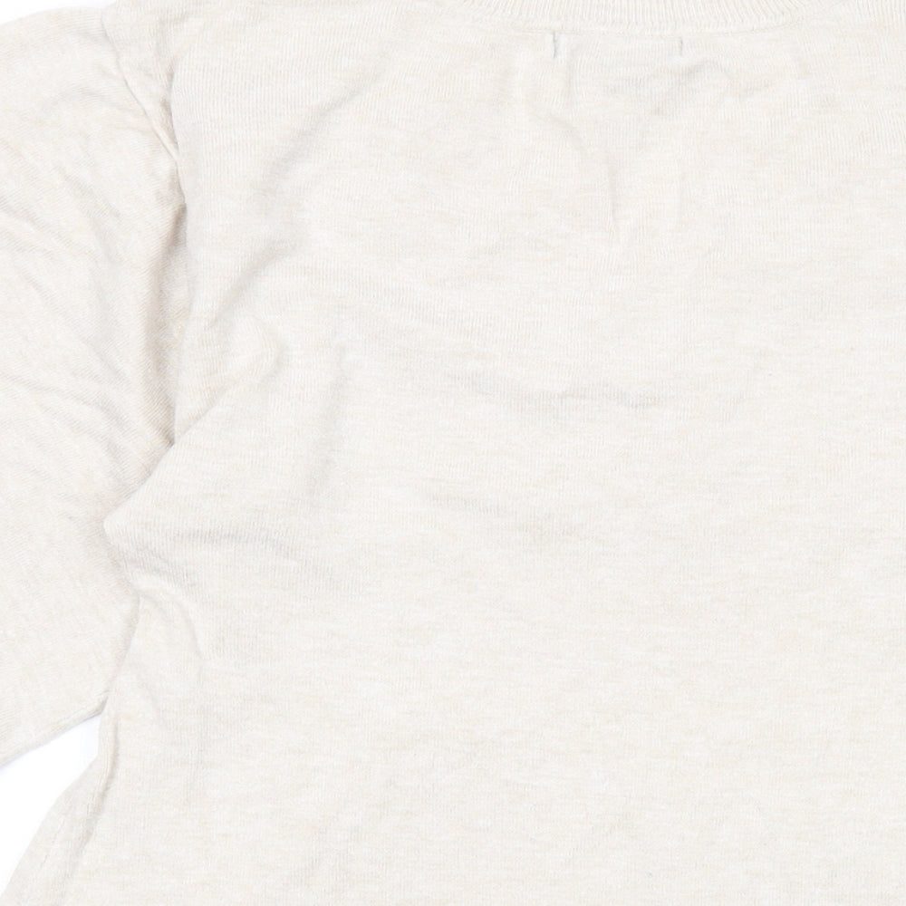 Love Knitwear Womens Beige V-Neck Acrylic Pullover Jumper Size 12