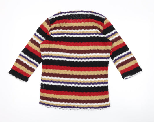 Damart Womens Multicoloured Scoop Neck Striped Acrylic Pullover Jumper Size 10