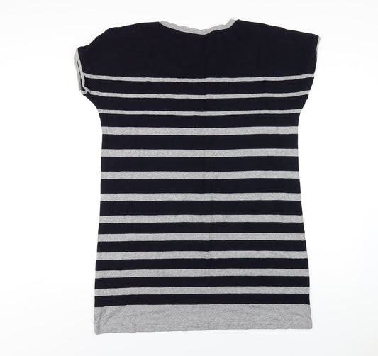 Autograph Womens Blue Striped Viscose Slip Dress Size 16 Round Neck Pullover