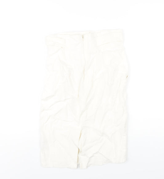 Marks and Spencer Womens Ivory Viscose Skort Skirt Size 8 Zip