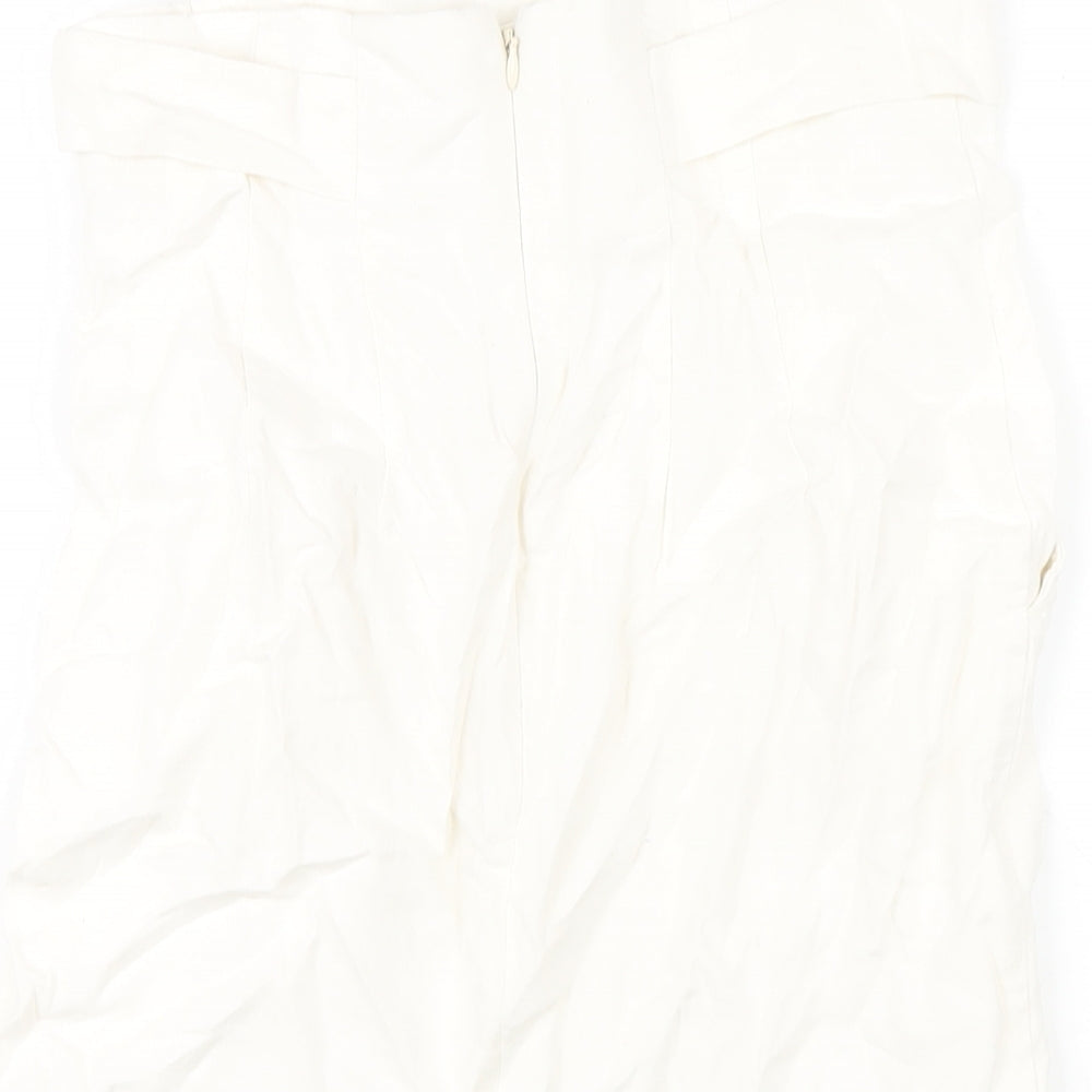 Marks and Spencer Womens Ivory Viscose Skort Skirt Size 8 Zip