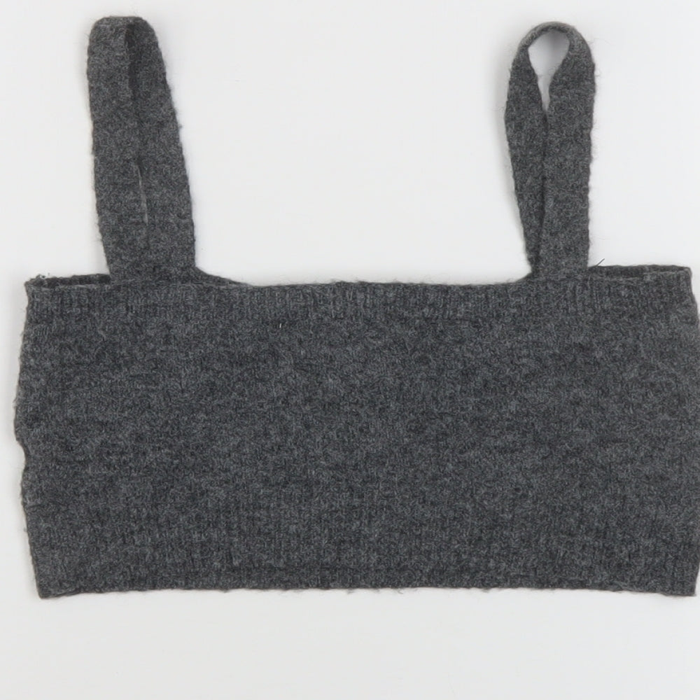Womens UK Size S Zara Grey Cropped Tank