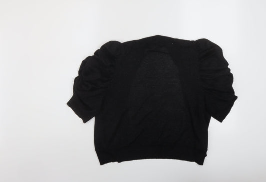 Agenda Womens Black V-Neck Viscose Shrug Jumper Size 12