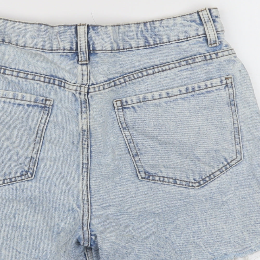 Denim & Co. Womens Blue Cotton Mom Shorts Size 10 L5 in Regular Button