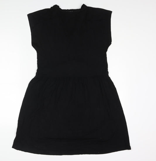 NEXT Womens Black Viscose A-Line Size 14 Collared Pullover