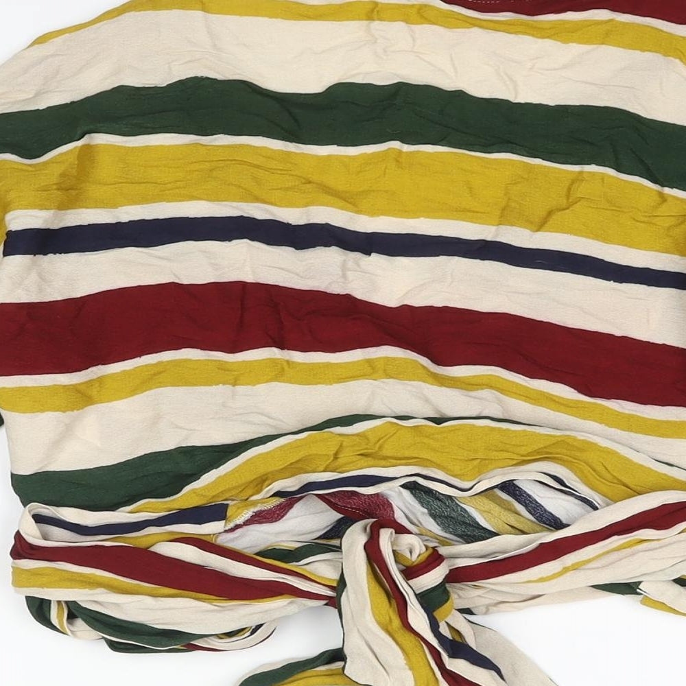 Womens UK Size XS Zara Multicoloured Wrap Blouse
