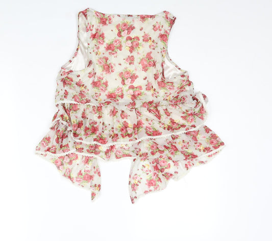 Influence Womens Multicoloured Floral Polyester Kimono Blouse Size 8 V-Neck - Lace Trim Layered