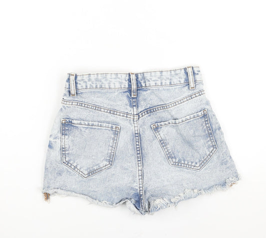 Denim & Co. Womens Blue Cotton Cut-Off Shorts Size 6 L3 in Regular Zip - Distressed