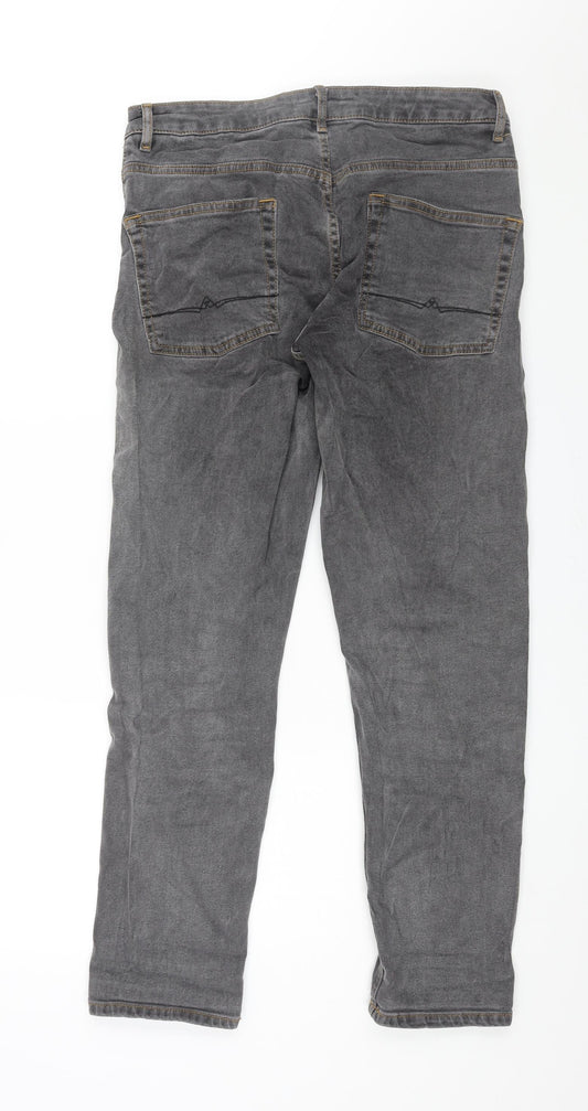 ASOS Mens Grey Cotton Straight Jeans Size 32 in L32 in Regular Zip