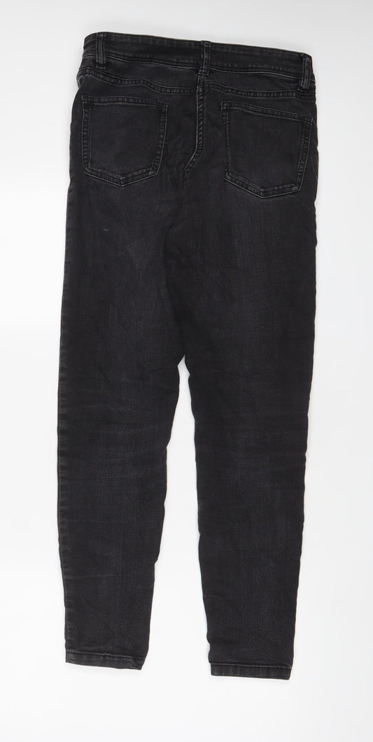 NEXT Womens Black Cotton Skinny Jeans Size 8 L30 in Regular Zip