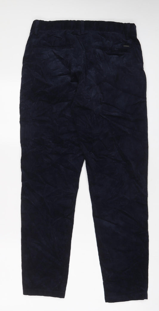 Autograph Mens Blue Cotton Trousers Size 30 in L31 in Regular Zip
