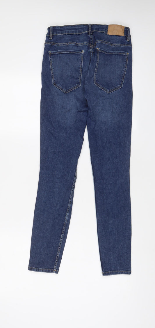 Zara Womens Blue Cotton Skinny Jeans Size 10 L27 in Regular Zip