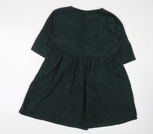 Missguided Womens Green Polyester A-Line Size 12 Crew Neck Zip