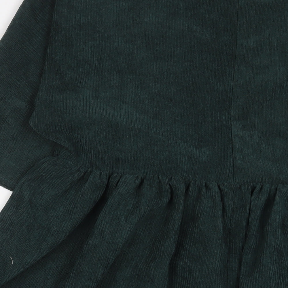 Missguided Womens Green Polyester A-Line Size 12 Crew Neck Zip