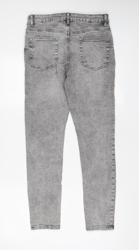 Denim & Co. Womens Grey Cotton Skinny Jeans Size 14 L28 in Regular Zip