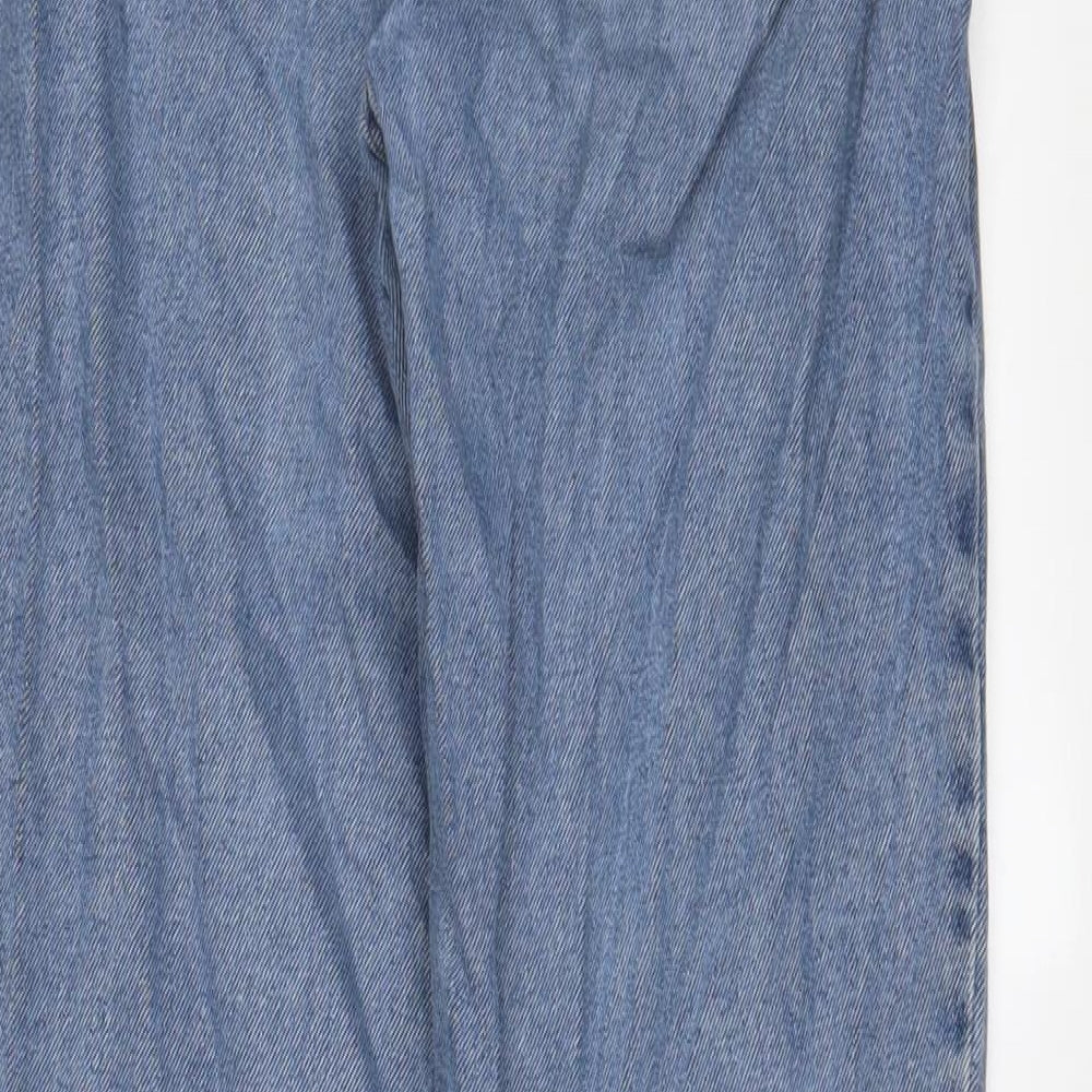 Denim & Co. Womens Blue Cotton Straight Jeans Size 8 L26 in Regular Zip