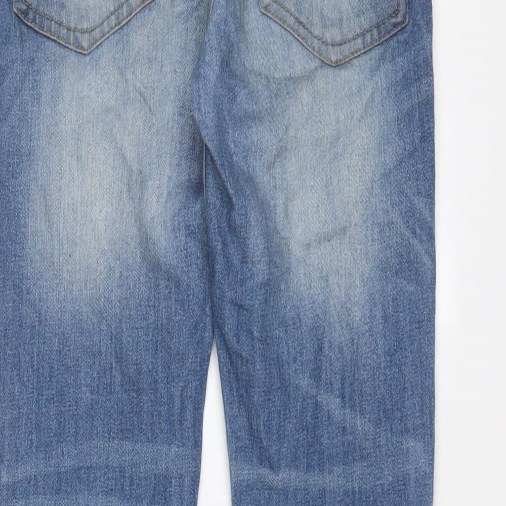 F&F Girls Blue Cotton Skinny Jeans Size 10-11 Years L25 in Regular Zip - Adjustable waist, Pockets