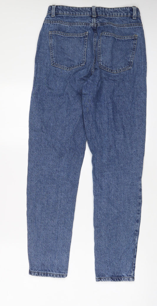 Denim & Co. Womens Blue Cotton Straight Jeans Size 8 L29 in Regular Zip