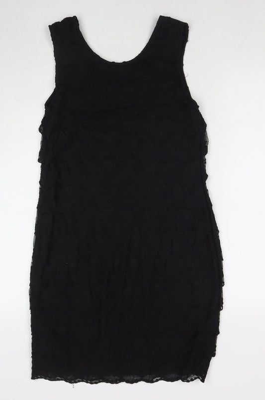 Body Flirt Womens Black Polyester Tank Dress Size 12 Scoop Neck Pullover