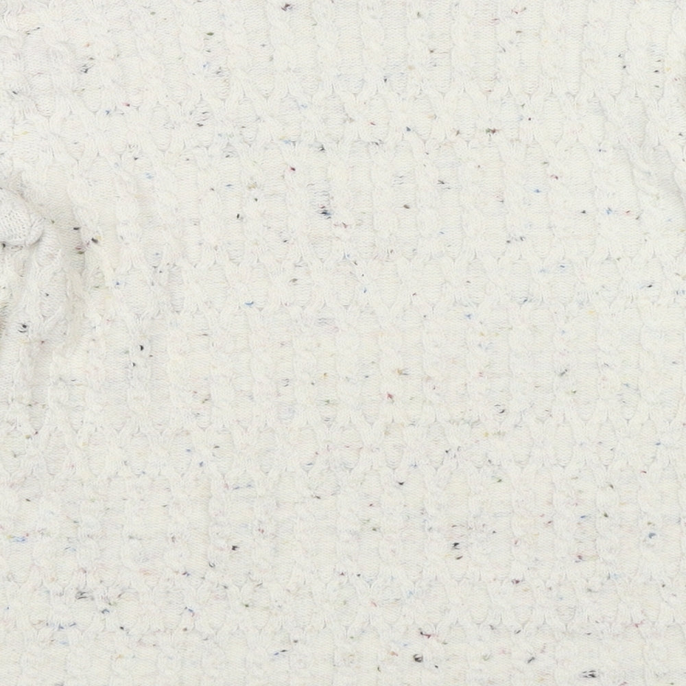 Classic Womens White Round Neck Acrylic Pullover Jumper Size L - Size L/XL