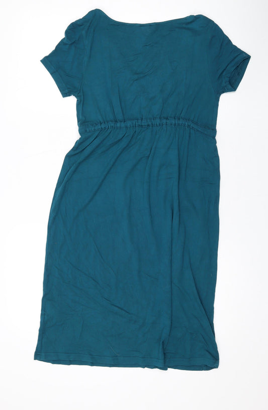 H&M Womens Green Viscose A-Line Size 10 V-Neck